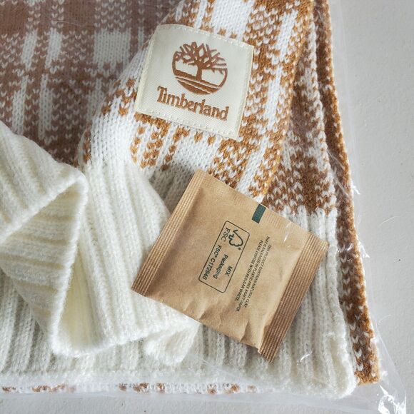Timberland Scarf Buffalo Plaid Tan Cream 10x68" FabFitFun 2023 Casual Winter - Picture 2 of 10